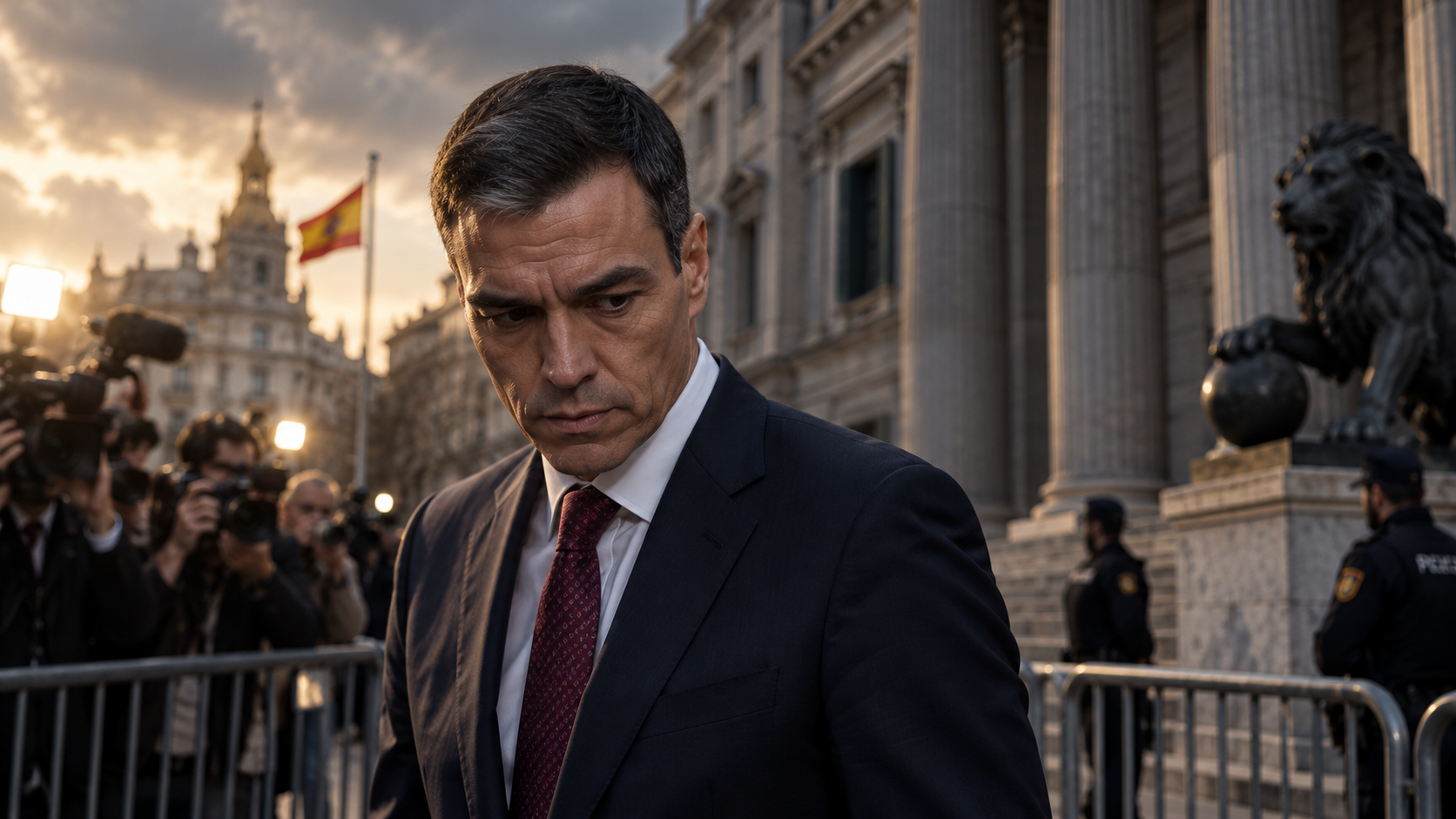 Composição editorial sobre Pedro Sánchez e a situação política espanhola